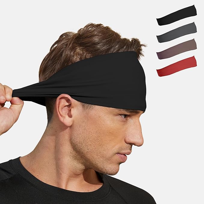 VIMPEP Tenacious Sports Headbands for Men Soft Feeling Non Silp Sweatband Workout Headband for Running,Cycling,Basketball,Tennis,Yoga Fitness Stretchy Quick-Dry Hairband for Unisex (3/4/6 Pack)