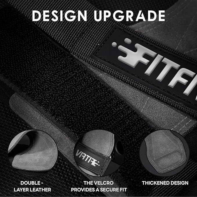 Weight Lifting Wrist Strap, Double Leather Weightlifting Wrist Straps for Gym Strength Training, Neoprene Padded Wrist Wraps - for Men & Women (Pair)