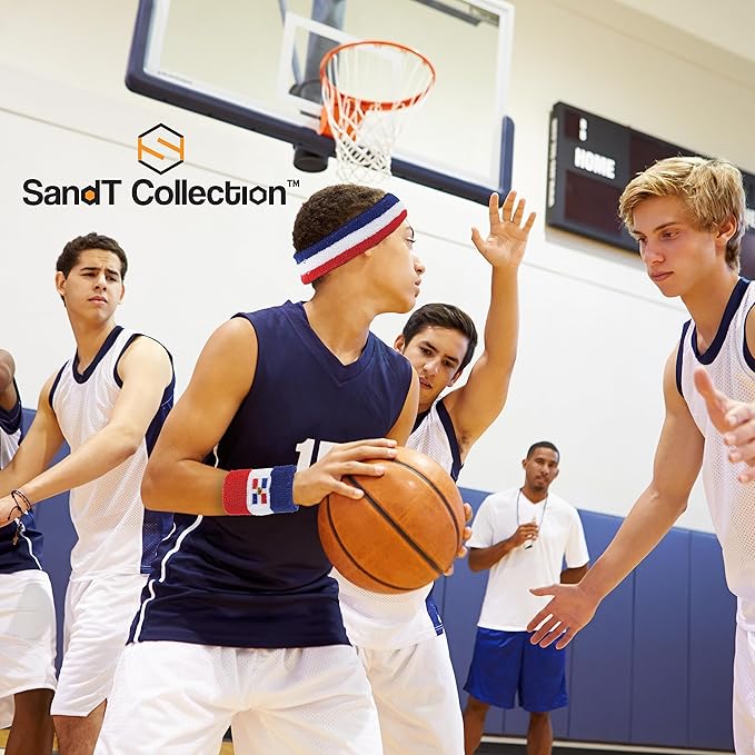 Striped Sweatband Set - Sport Sweat Band and Wristband