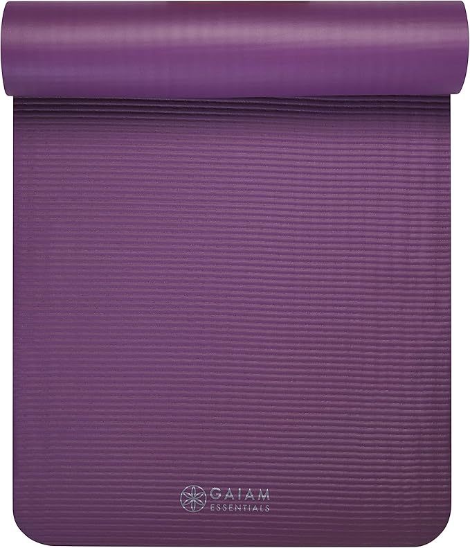 Gaiam Essentials Thick and Thin Yoga Mat Fitness & Exercise Mat with Easy-Cinch Carrier Strap