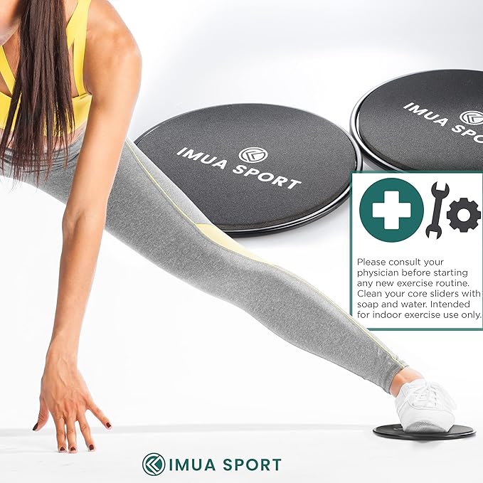 Core Sliders Dual-Sided Sliders for Working Out on Carpet and Hardwood Floors, Light and Compact - Workout Guide Included (2-Pack)