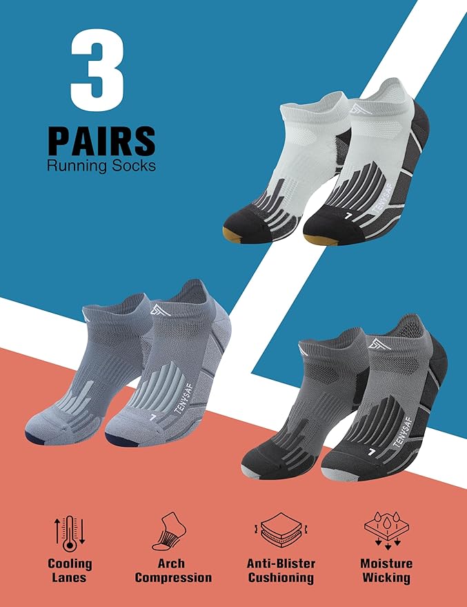 Compression Athletic Running Socks: Men Women's Low Cut Ankle Socks for Sport Enthusiasts Hiking Cycling Basketball