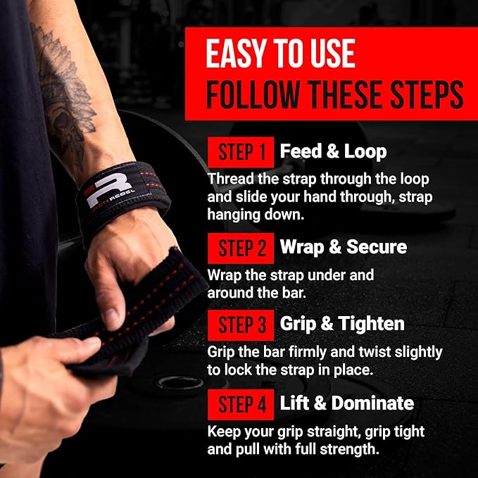 Iron Rebel Heavy Duty Lifting Straps for Men & Women - Wrist & Grip Support for Powerlifting, Bodybuilding, Weightlifting, Gym Training, Durable Cotton w/Neoprene Padding, Non-Slip, Adjustable Fit