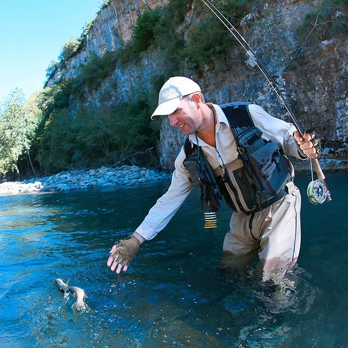 Palmyth Stubby UV Fishing Gloves Sun Protection Fingerless Glove Men Women UPF 50+ SPF for Kayaking, Paddling, Canoeing, Rowing, Driving