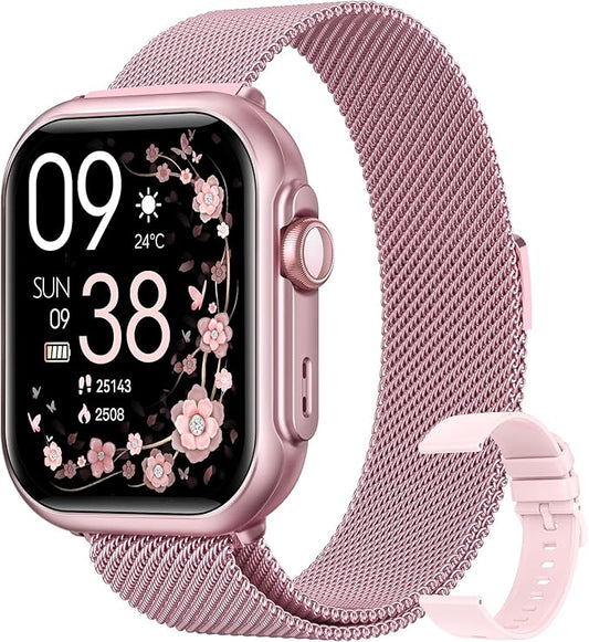 Smart Watches for Women Men Fitness: Smart Watch for iPhone&Android Bluetooth Call with 30 Day+Battery Life SpO2 Sleep Heart Rate Monitor,IP68,Fitness Tracker with 120+Sport,Reloj Inteligente, 2 Bands