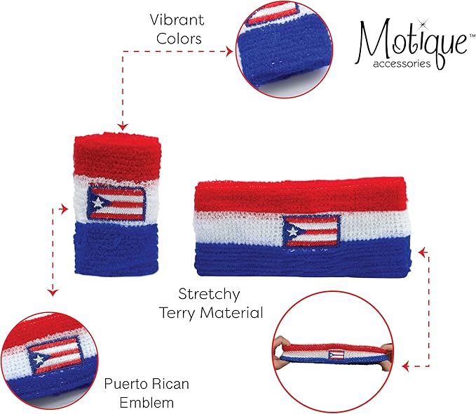 Striped Sweatband Set - Sport Sweat Band and Wrist Band