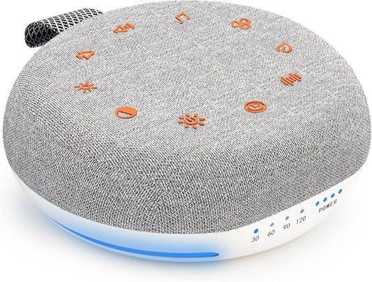 White Noise Machine,Portable Sound Machine with 40 Soothing Sounds, USB Rechargeable,Sleep Sound Timer & Night Light for Baby Kids Adults
