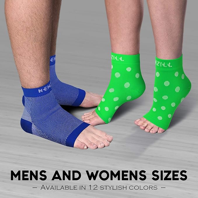 NEWZILL Plantar Fasciitis Socks with Arch Support, BEST 24/7 Foot Care Compression Sleeve, Eases Swelling & Heel Spurs, Ankle Brace Support, Increases Circulation (S/M, Dot Green/Blue/Purple)