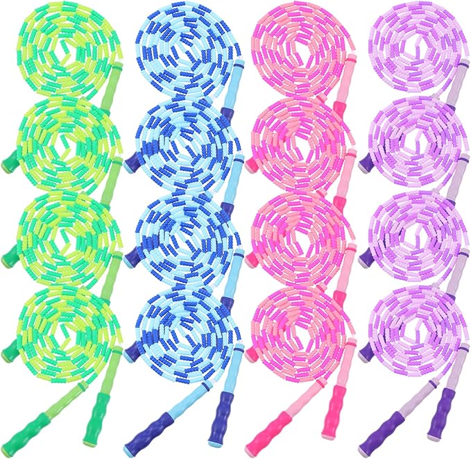 16 Pack Jump Ropes for Adults Kids, 9.2 Feet Adjustable Length Free Segmented Skipping Rope Bulk Soft Beaded Jumping Ropes for Women Men Exercise Training Workout Weight Loss