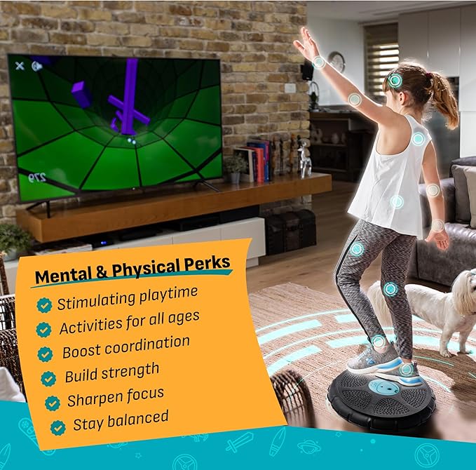 GoBalance Board - App-Enabled Balance Board. Smart Bluetooth Sensor, 12 FREE Interactive Games - Fun, Balance Training and Home Gym Workout! Boost Coordination & Strength for Teens and Adults