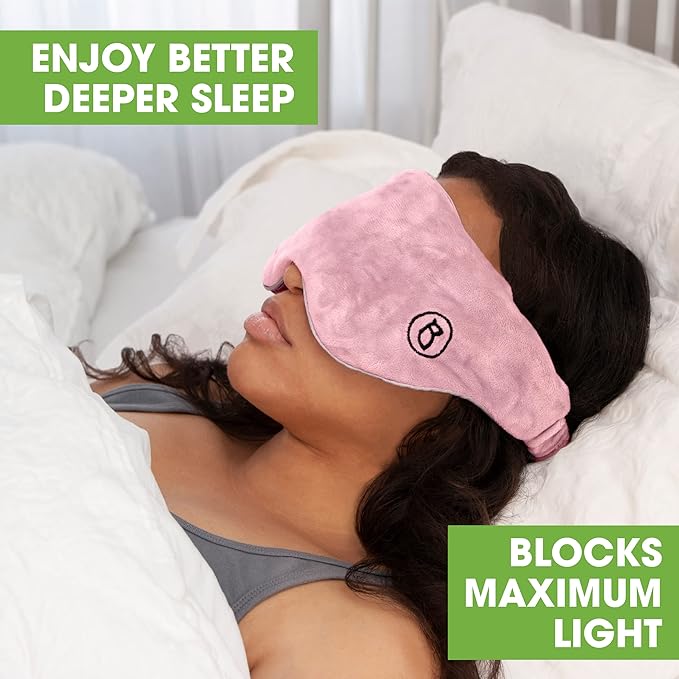 BARMY Weighted Sleep Mask for Women (0.8lb/13oz, 4 Colors) Weighted Eye Mask for Sleeping, Eye Cover That Blocks Out Light to Help Relaxation and Night Sleep, Comfortable Blackout Sleeping Mask, Pink