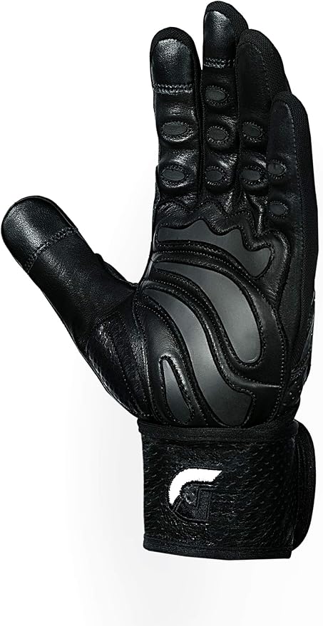 Elite Leather Gym Gloves with Built in 2" Wide Wrist Wraps Grip & Design for Weightlifting Power Lifting Bodybuilding & Strength Training Workout Exercises