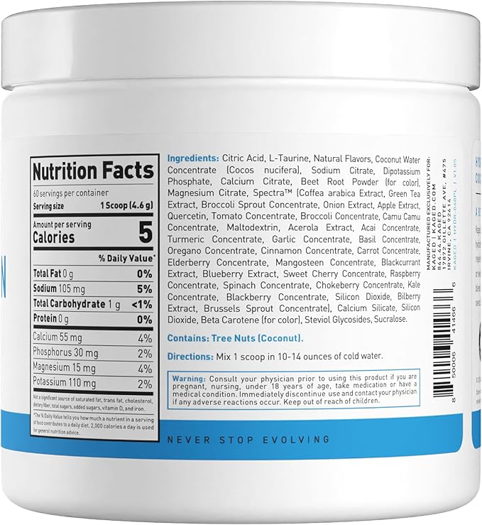 Kaged Electrolyte Hydration Powder Hydracharge Pink Lemonade Sports Drink for Men and Women Pre, Post, Intra Workout Supplement 60 Servings