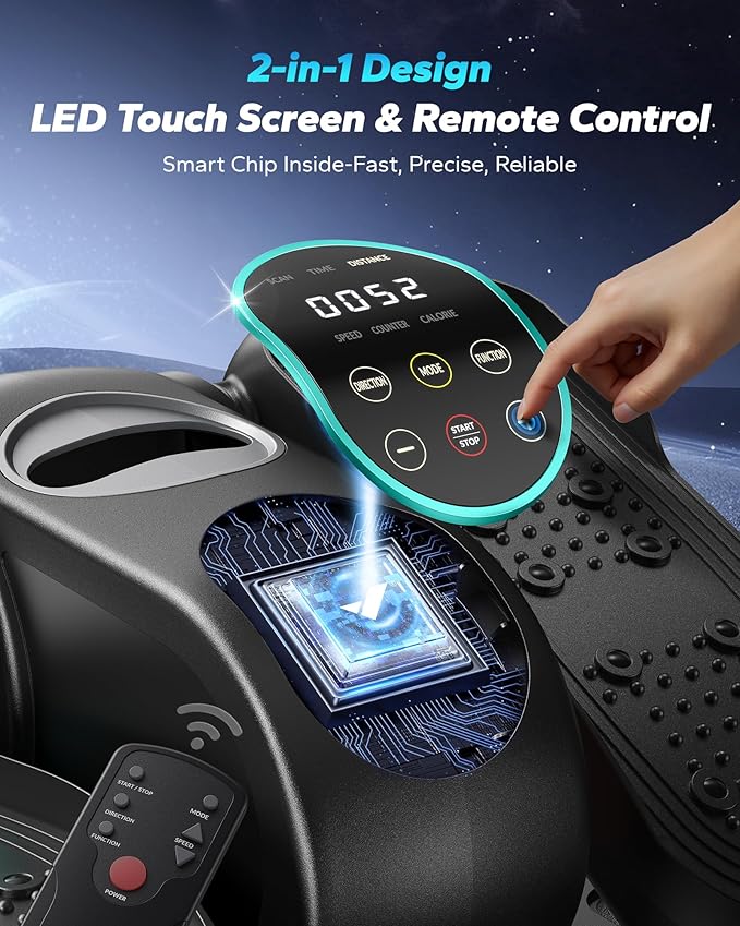 MERACH Under Desk Elliptical Machine, Ellipse Leg Exerciser as Seen on TV for Seniors with Remote Control & 12-Speeds, Quiet Portable Electric Seated Pedal Exerciser Machine for Home Office