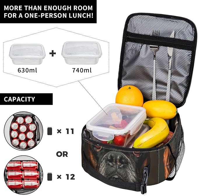 Boxer Dog Lunch Box for Women Men, Insulated Lunch Box Reusable Portable Lunch Bag Cooler Tote Waterproof Lunch Container for Office Picnic Work Travel