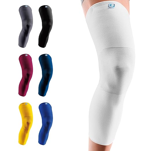 LP SUPPORT 667 Compression Sleeve Leg Full Length for Sports, Cycling, Running, Basketball, for Men Women (White, S, 1pcs)