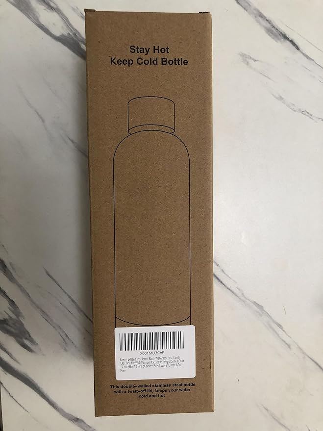 Slim Insulated Water Bottles for Travel 32oz with Clip, Double Wall Vacuum Stainless Steel Water Bottle Keeps Drinks Cold 24 Hrs/Hot 12 Hrs, 100% Leakproof, BPA Free (Black)