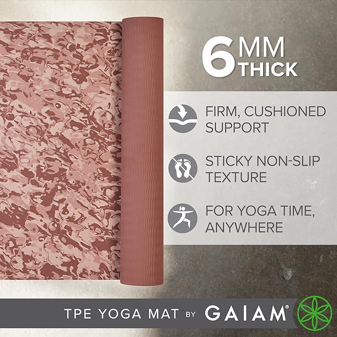 Gaiam Yoga Mat Performance TPE Exercise & Fitness Mat for All Types of Yoga, Pilates & Floor Exercises