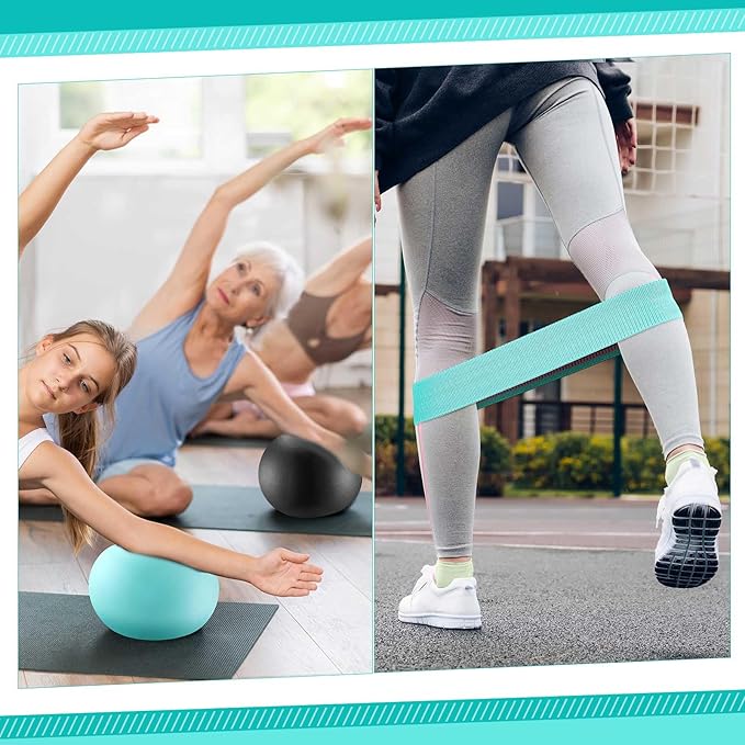 Poen Home Pilates Kit for Women Pilates Equipment Ring and Ball Set with Stretching Strap 8 Resistance Bands Non Slip Socks Gym Back Bags Exercise Equipment for Workout