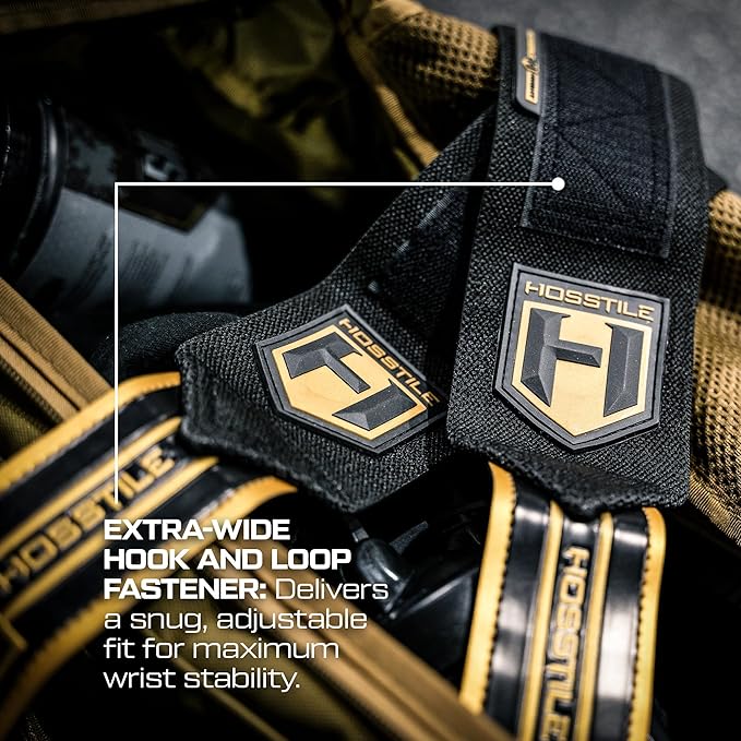 HOSSTILE Heavy Duty Wrist Support Wraps (Pair) – 18" Firm Joint Support, Durable Elastic, Extra-Strong Thumb Loop, Adjustable Hook and Loop Fastener, Powerlifting, Bodybuilding, Crossfit