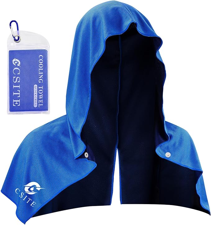 Cooling Hoodie Towels, Instant Cooling Towels for Neck and Face, UPF 50 Sun Protection, Ice Towel for Hot Weather, Head Towel for Sports, Camping, Cycling & More Activities