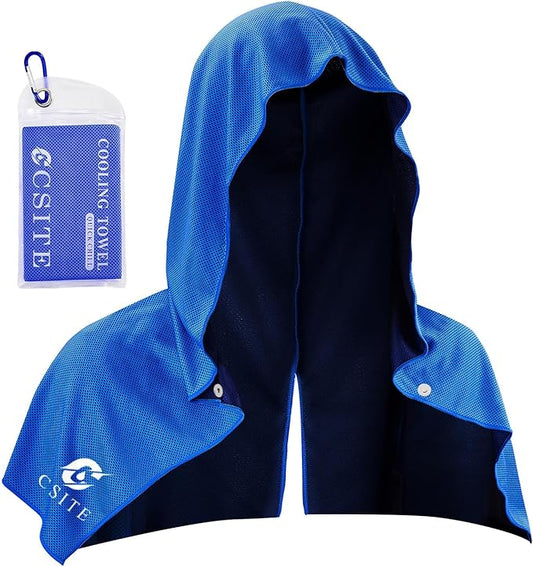 Cooling Hoodie Towels, Instant Cooling Towels for Neck and Face, UPF 50 Sun Protection, Ice Towel for Hot Weather, Head Towel for Sports, Camping, Cycling & More Activities