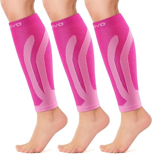 CAMBIVO 3 Pairs Calf Compression Sleeves for Men & Women – Footless Compression Socks for Shin Splints, Pain Relief, Varicose Veins – Leg Support for Running, Travel, Fitness, Nursing