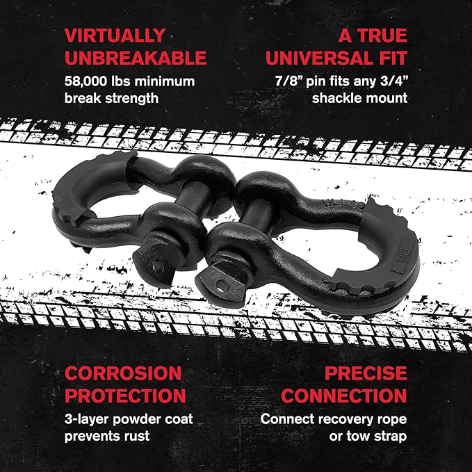 GearAmerica Off Road Recovery Kit, 9 Ton, Includes Tow Strap, Tree Saver, Snatch Block Pulley, D-Ring Shackles, Winch Line Dampener Bag, Gloves - Off Road Recovery Gear, 4x4, Black