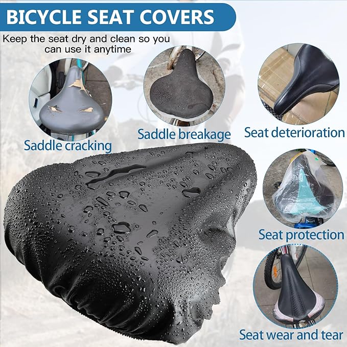 New Bicycle Seat Cushion Waterproof UV Protection Unisex for Gym Bike Mountain Bike Road Bike with Protective Lock Durable Rain Dustproof Cover