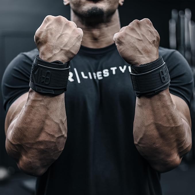 Heavy Duty Premium Wrist Wraps, More Elasticity, Reinforced Stitching, Extra Wide Strap, Strong Thumb Loop, Larry Wheels Weightlifting Wraps