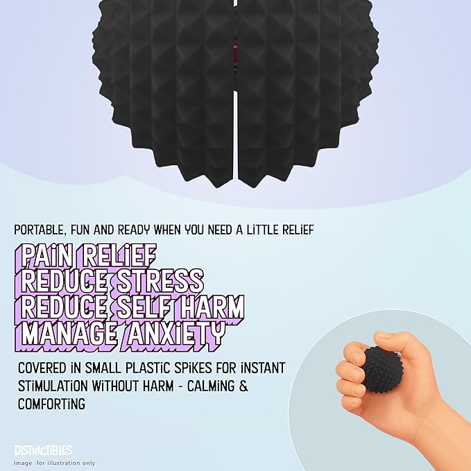 Round Spiked Sensory Fidget Clicker, Tactile Stimming Device with Mechanical Clicky Switches, Lanyard Attachment, Ideal for Pain Stim, ADHD, Autism & Stress Relief (Black, Medium)