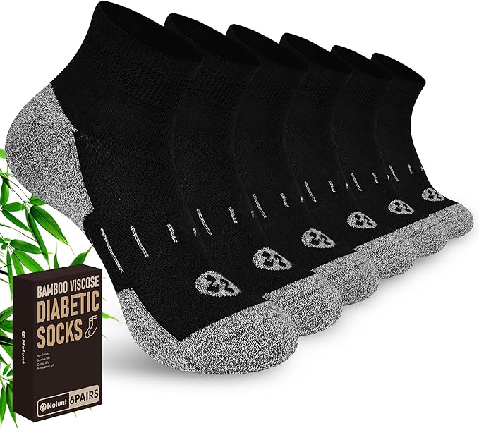 Diabetic Socks for Men,6 Pairs Ankle Mens Diabetic Socks,Diabetic Neuropathy Socks for Men 9-12