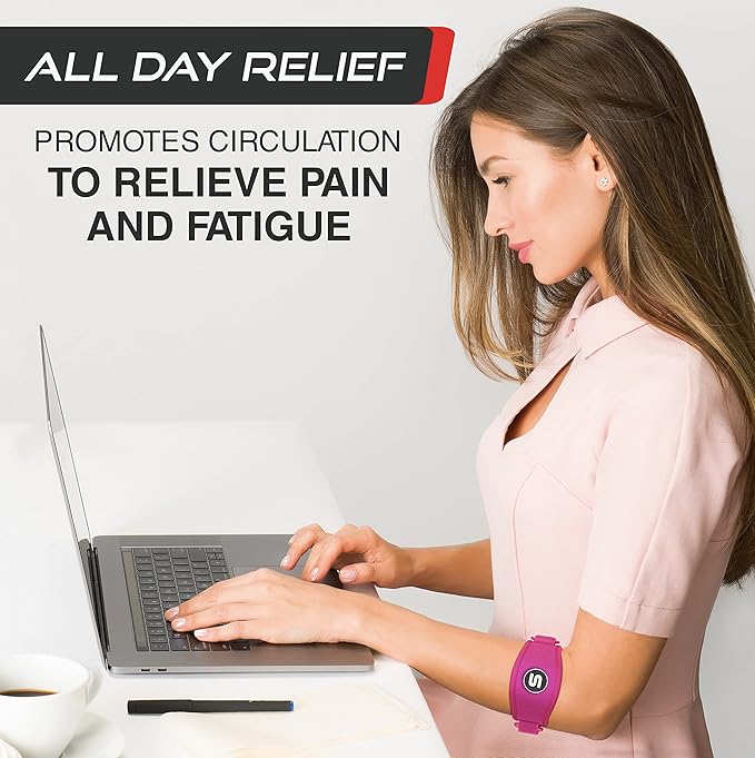 Sleeve Stars Tennis Elbow Brace for Women - Adjustable Tennis Elbow Strap, Golfers Elbow Brace for Men, Counterforce Brace for Tendonitis Relief, Fits 9"-23" (Single/Hot Pink)