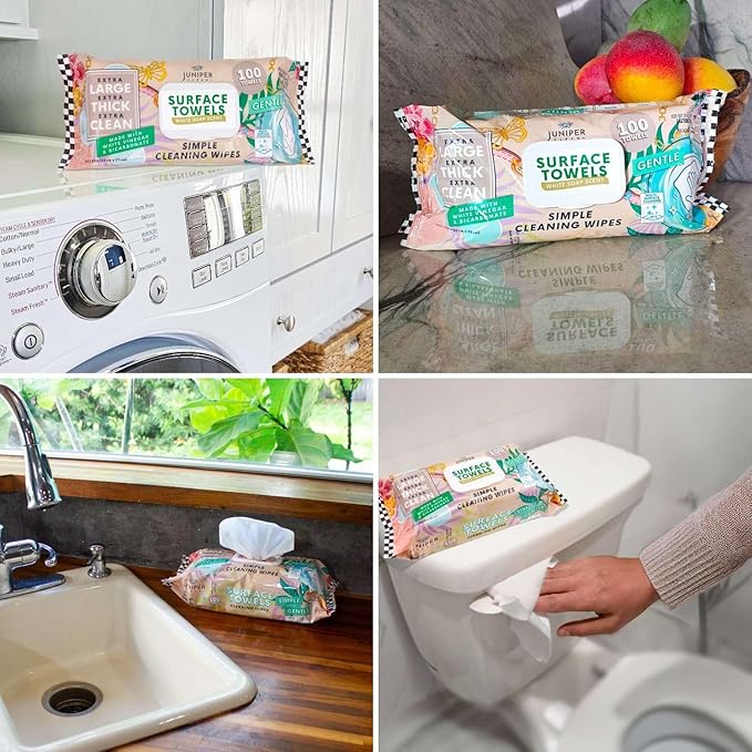 Single Surface Cleaning Wipes, Thick & Large Dispose, All-Purpose Cleaner for Bathroom, Kitchen, Office, 100 Count Soft Flow, Biodegradable, White Soap Scent