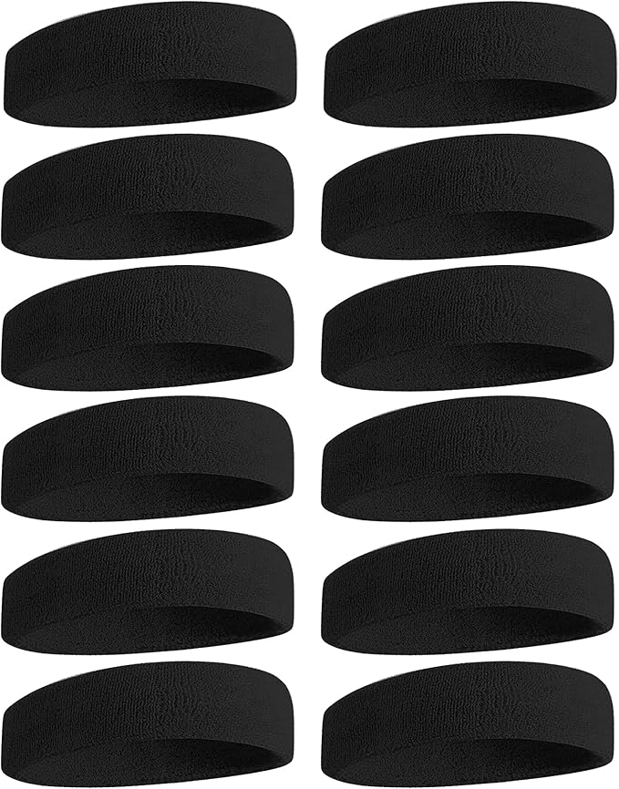 Sweatbands Sports Headband for Men & Women, Moisture Wicking Hairband Athletic Towel Headbands Cotton Head Sweat Bands for Running, Cycling, Yoga, Spa