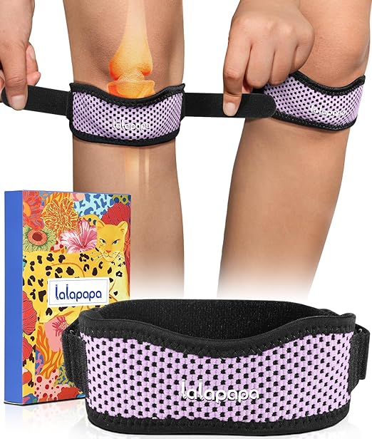 Knee Brace - 2Pack Adjustable Compression Brace with V-shaped Support Strip for Men Women Patella Band for Meniscus Injury Arthritis Pain Joint Support Strap for Workout, Purple