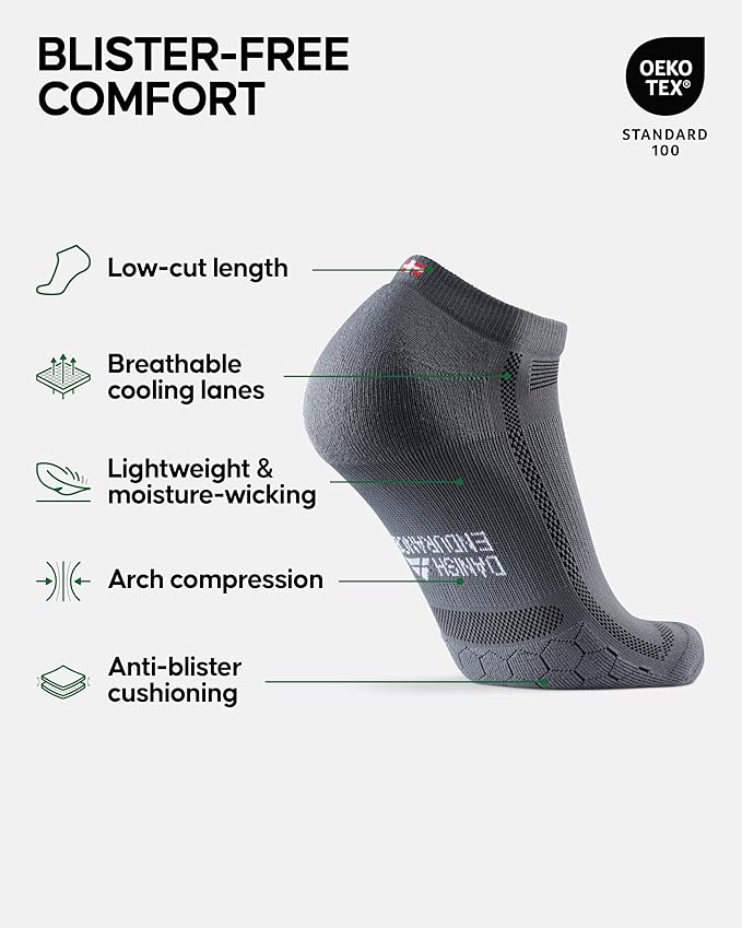 DANISH ENDURANCE Ultra-Comfort Ankle Running Socks - 3 or 5 Pack
