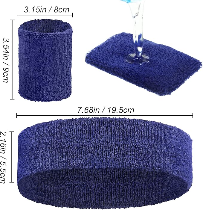 Civaner 12 Pcs 80s 90s Sweatbands Neon Headbands Wristbands for Men Women Party Sports Cotton Headbands Terry Cloth Athletic Sweat Bands for Tennis Football Gym Workingout Accessories