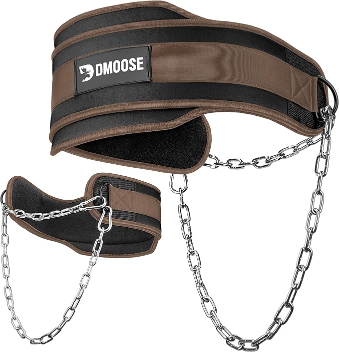 DMoose Fitness Dip Belt for Weight Lifting, Pullup, Squats & Dips - 36" Robust Steel Chain, Comfortable Neoprene Padding Supports 350lbs - Gym Weight Belt for Strength Training Workout & Weightlifting