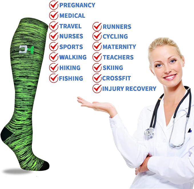 Graduated Copper Compression Socks for Men & Women Circulation 8 Pairs 15-20mmHg - Best for Running Athletic Cycling