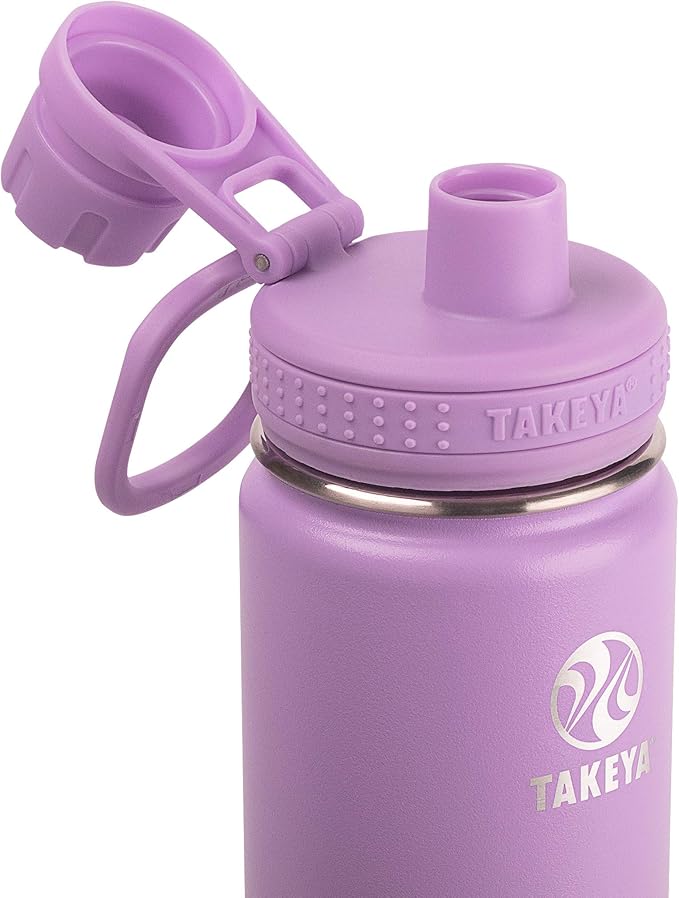 Takeya Actives Water Bottle with Spout Lid - Bottle with Double Stainless Steel Insulation - Dishwasher Safe & BPA-Free - Bottle with Spout Lid & Removable Bumper - 24 oz, Lilac