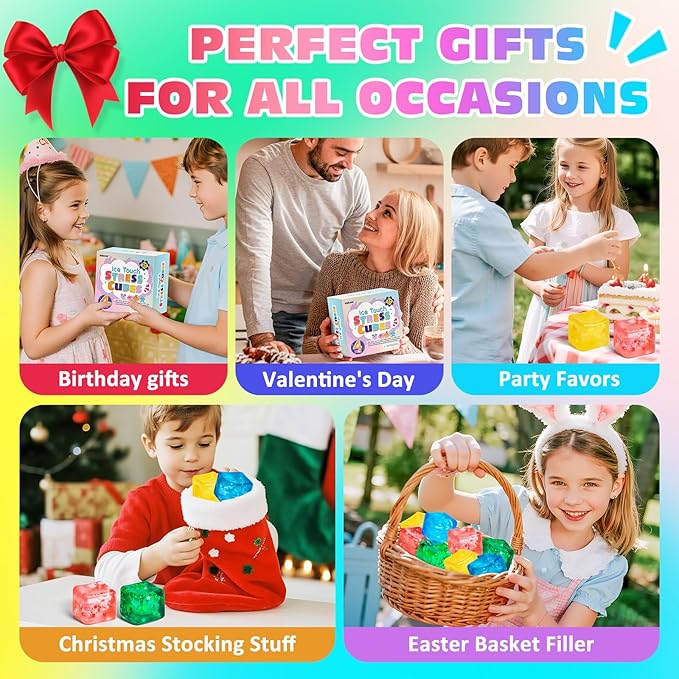 4 Pack Fidget Toy Stress Cube, Slow Rise Stress Balls Ice Cube,Mellow and Chill,Square Squishy Balls for Anxiety Relief,Nice Cube Squishy,Prize Box Toys for Kids Classroom Birthday Gifts Party Favors