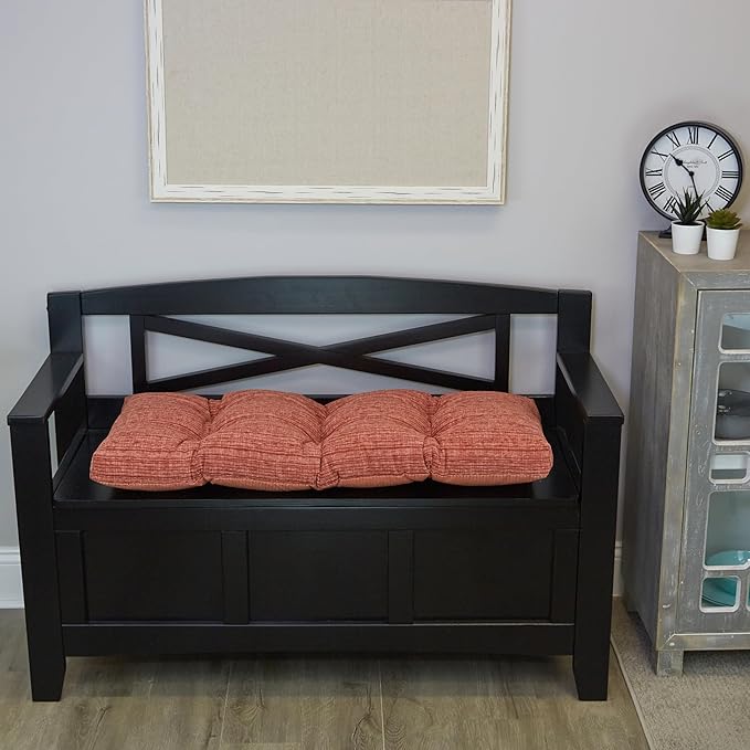 Klear Vu Corner Nook or Piano Seat Omega Non-Slip Tufted Bench Cushion for Indoor Furniture, Entryway Storage, Bay Window, 33 Inches, 20 Clay