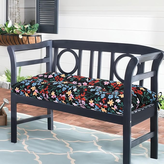 Outdoor Bench Cushion Waterproof, Tufted Bench Seat Cushion 36 x 15 Inch, Patio Wicker Indoor Seat Pads for Outside Garden Patio Balcony