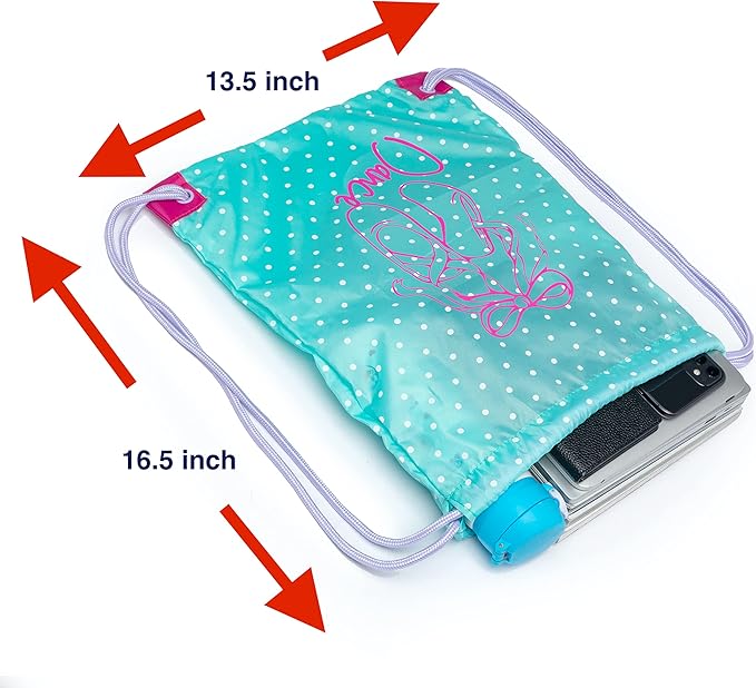 Girls Drawstring Dance Bag,Gym Sport Drawstring Bag,Dance Ballet Shoe Bag (Ice Green- Purple)