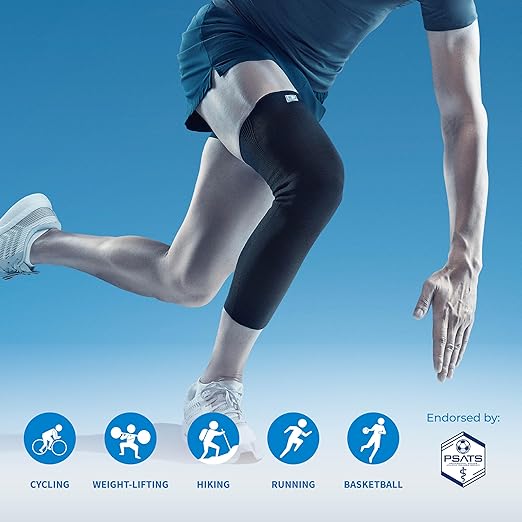 LP SUPPORT 667 Compression Sleeve Leg Full Length for Sports, Cycling, Running, Basketball, for Men Women (White, M, 1pcs)