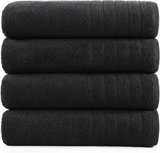 Casa Platino Bath Sheet Towel Set, 4 Pack Bath Sheet(36"x 72"), 100% Ring Spun Cotton Bath Sheets, Lightweight Black Bath Sheet, Highly Absorbent Black Towels, Quick Drying Towels Set, Soft Towel