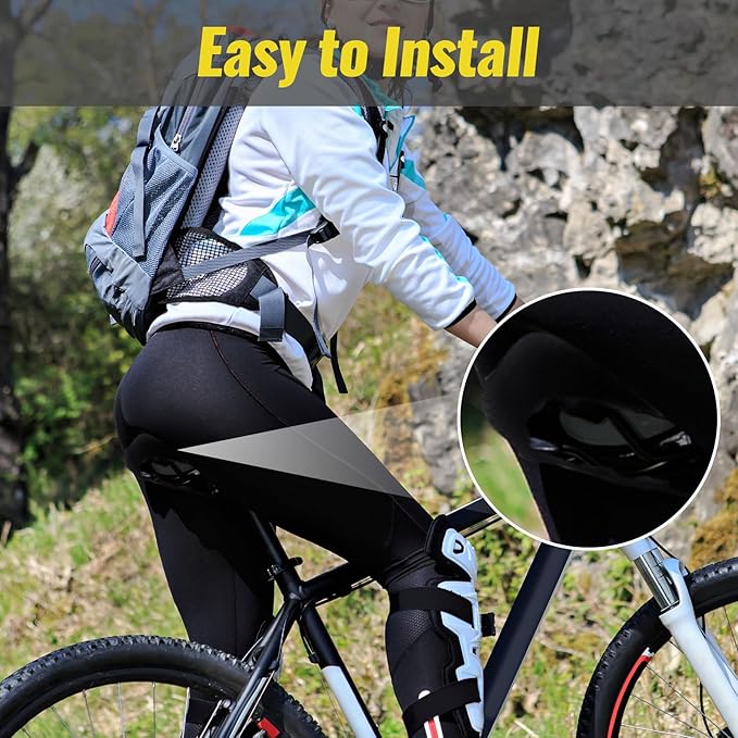 2 Pcs Bike Seat Cover, Waterproof Bicycle Seat Cover Black Rainproof Dustproof Bike Saddle Cushion Covers with Drawstring for Women Men Mountain Road Bicycle