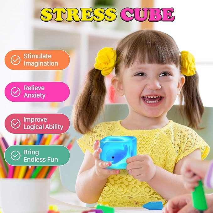 Squishy Stress Cube Fidget Toys Adults - Glow in The Dark Whale Sensory Toys for Kids with Autism Stress Balls for Kids Squeeze Toys for Anxiety Stress Relief Gifts