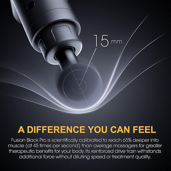 Fusion Black Pro Deep Tissue Massage Gun for Athletes - Percussion Massager for Pain Relief, Muscle Therapy and Relaxation